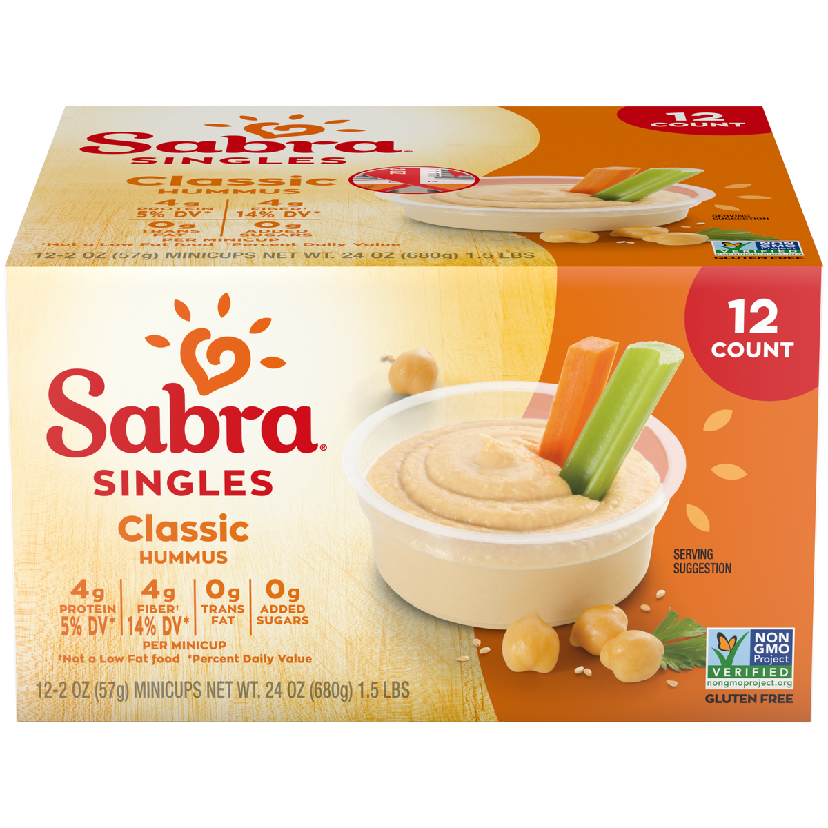 Sabra Classic Hummus Singles - 2oz, 12ct