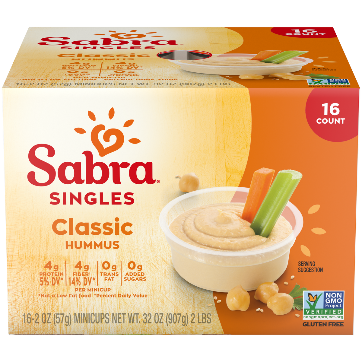 Sabra Classic Hummus Singles - 2oz, 16ct