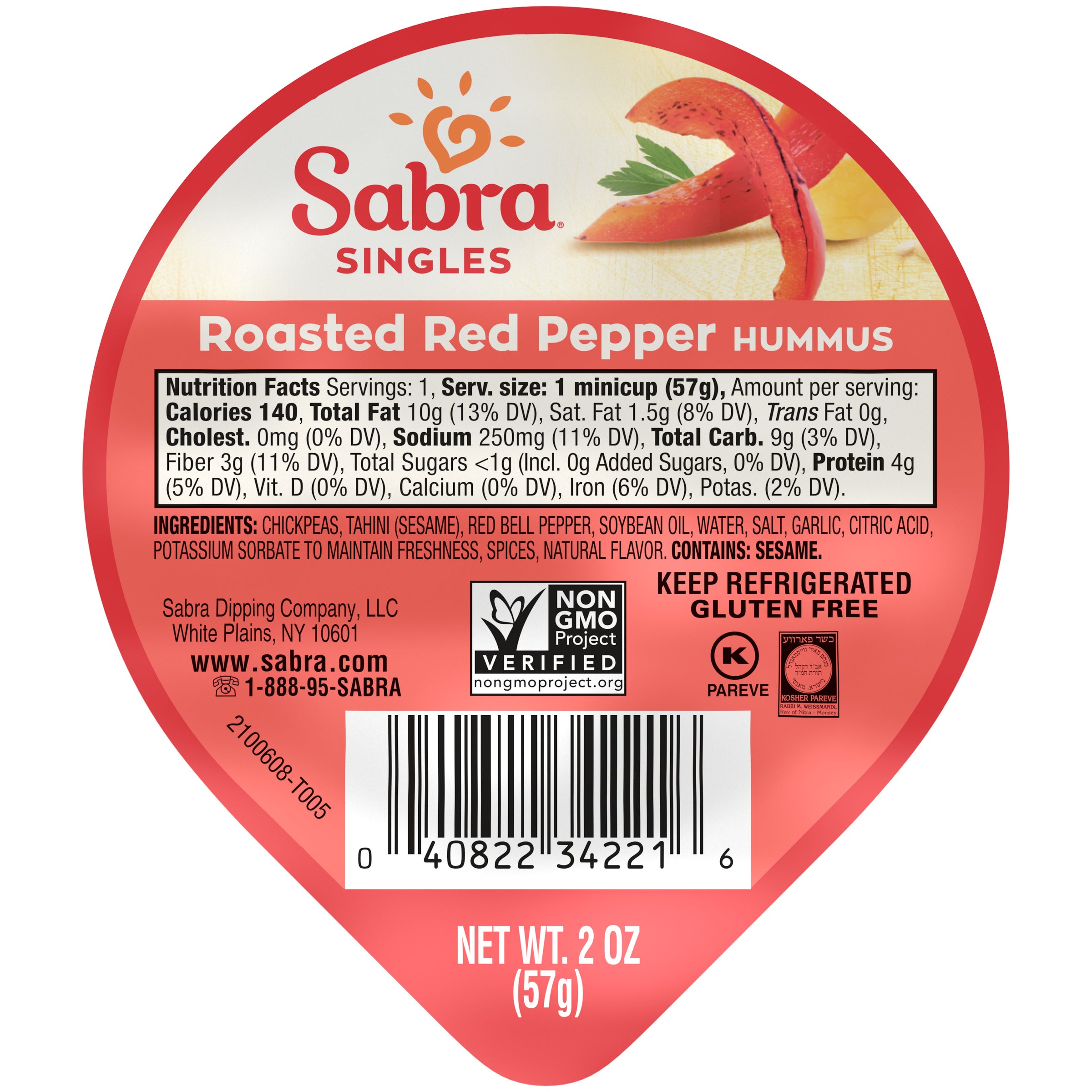 Sabra Roasted Red Pepper Hummus Singles