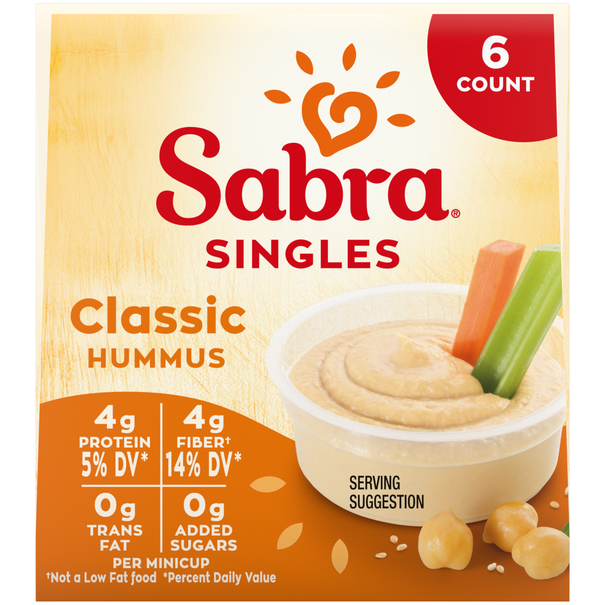 Sabra Classic Houmous Singles – 2 oz, 6 ct