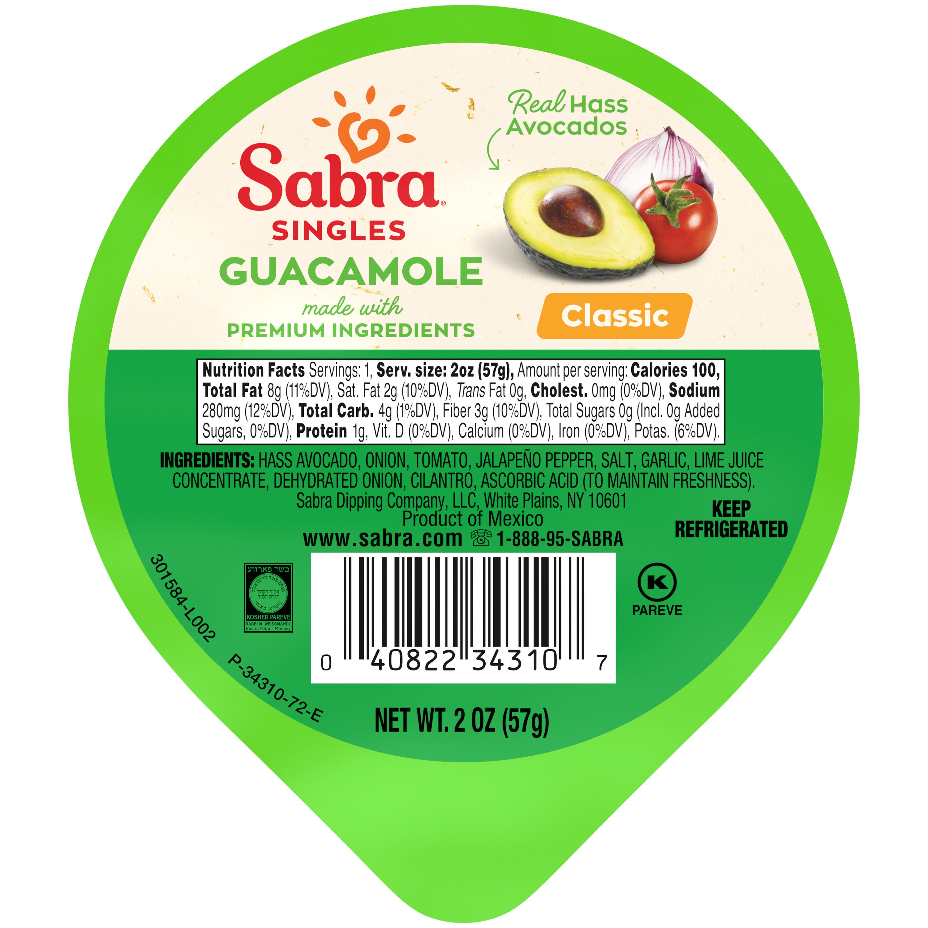 Sabra Classic Guacamole Singles - 2oz, 4ct – Sabra Dipping Company