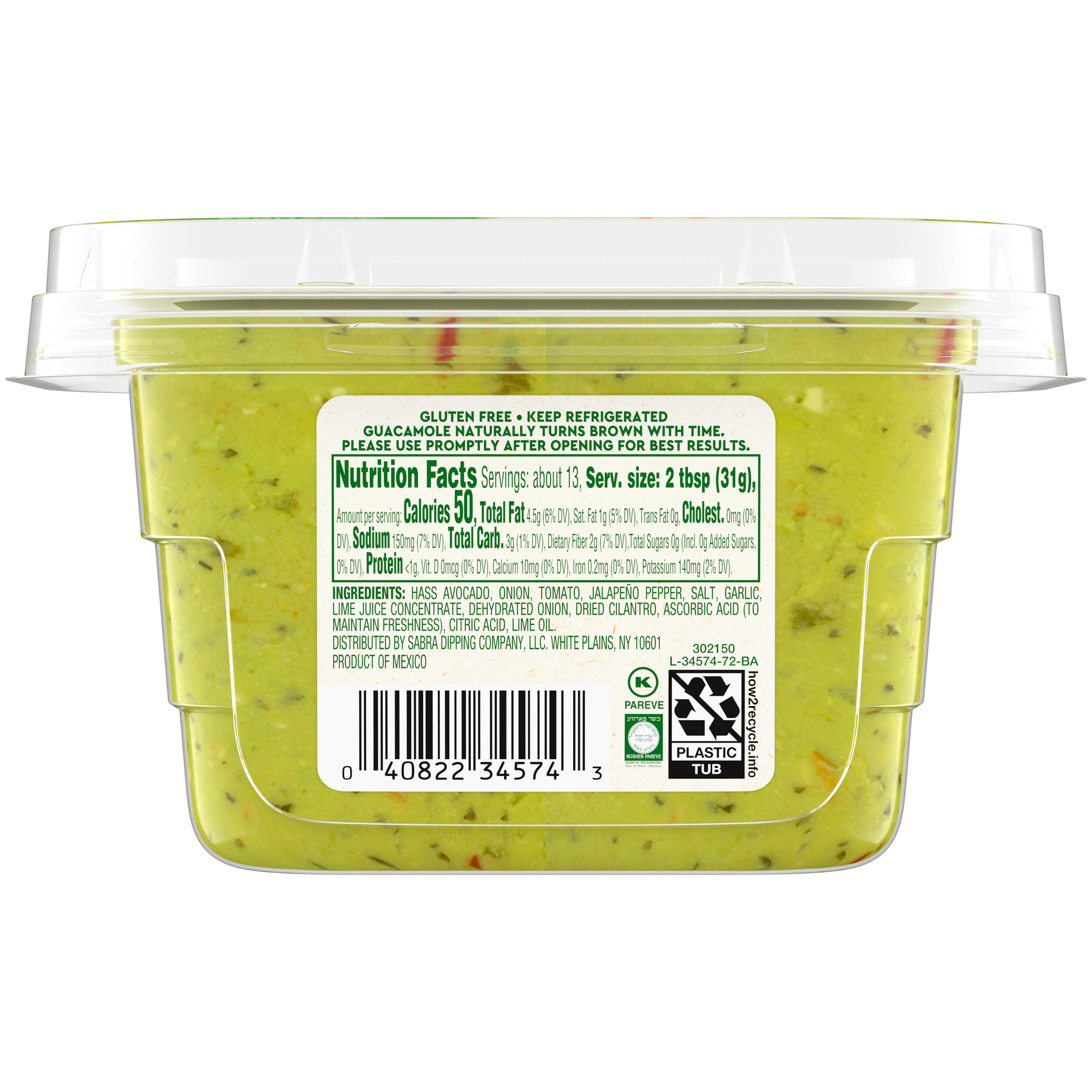 Guacamole classique Sabra au citron vert - 14oz – Sabra Dipping Company, LLC