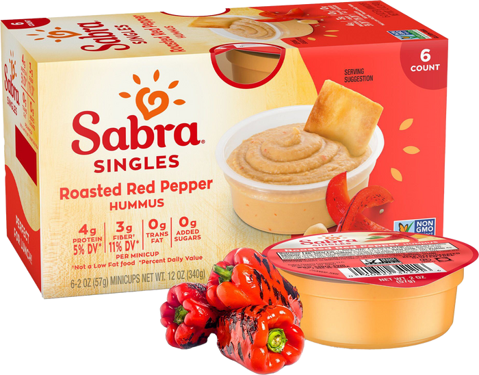 Houmous simple aux poivrons rouges rôtis Sabra - 2oz, 6ct